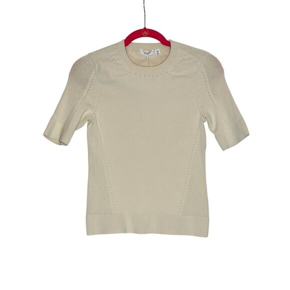 A.L.C. Nash Pointelle Knit Cream Sweater Top | S - Picture 4 of 8